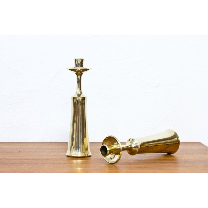 Set of 2 vintage brass candlesticks by Jens Quistgaard for Dansk Design