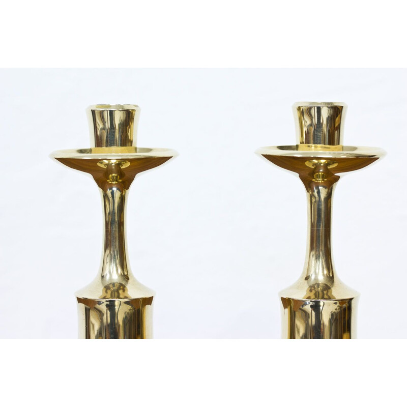 Set of 2 vintage brass candlesticks by Jens Quistgaard for Dansk Design