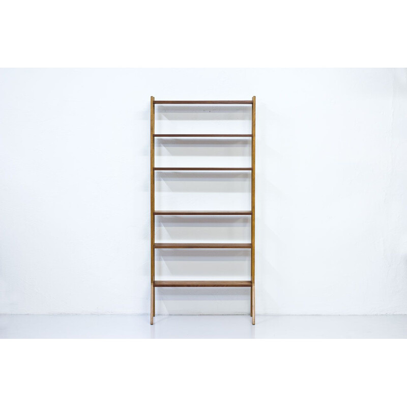 Vintage Swedish teak and oak free standing shelves