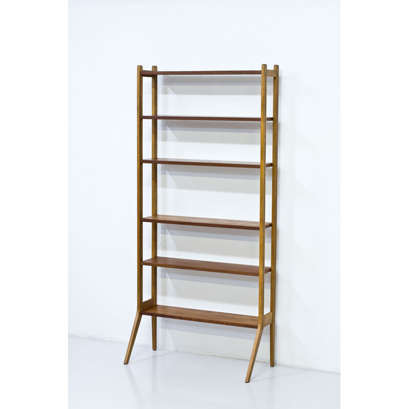 Vintage Swedish teak and oak free standing shelves