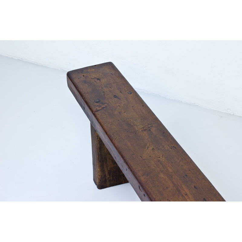 Vintage minimalist french walnut bench