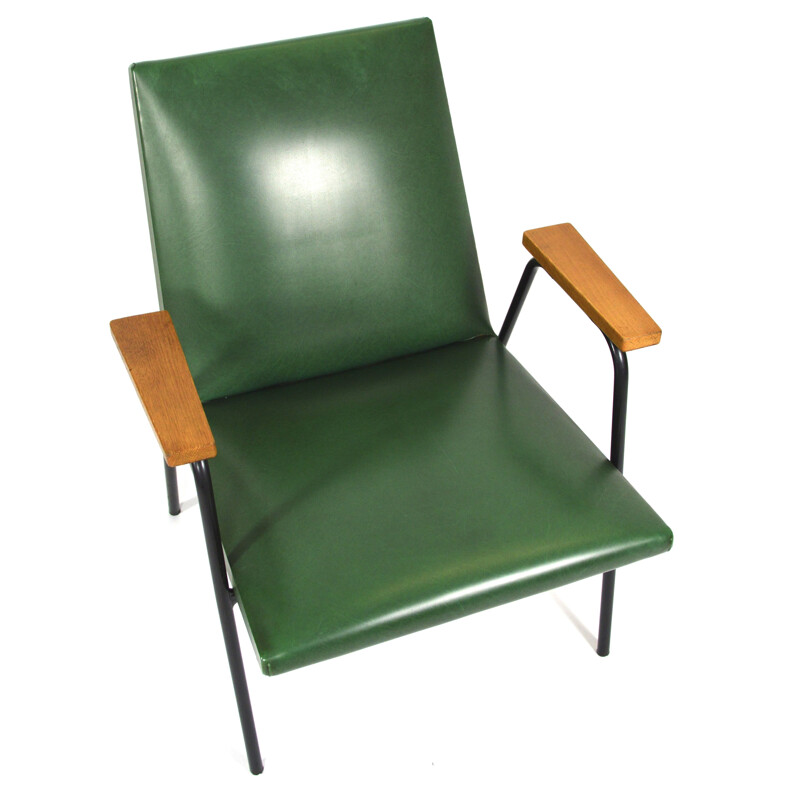 Vintage green armchair by Pierre Guariche