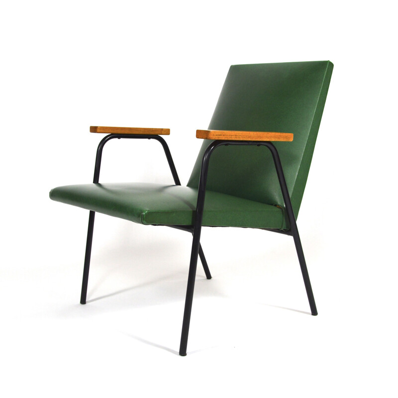 Vintage green armchair by Pierre Guariche