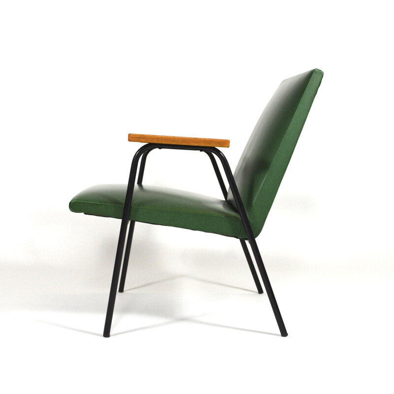 Vintage green armchair by Pierre Guariche