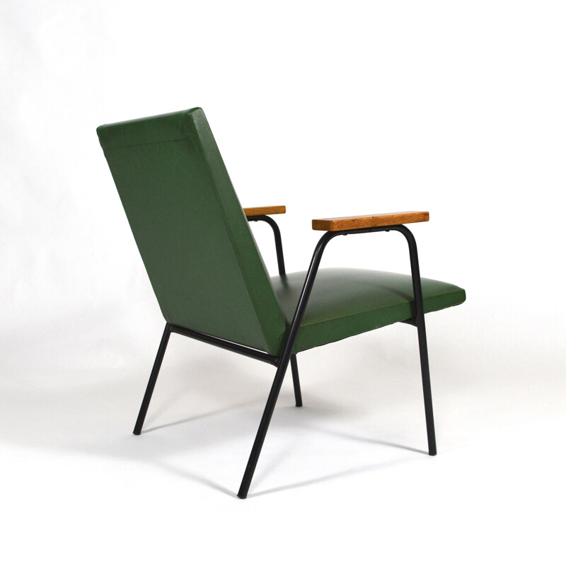 Vintage green armchair by Pierre Guariche