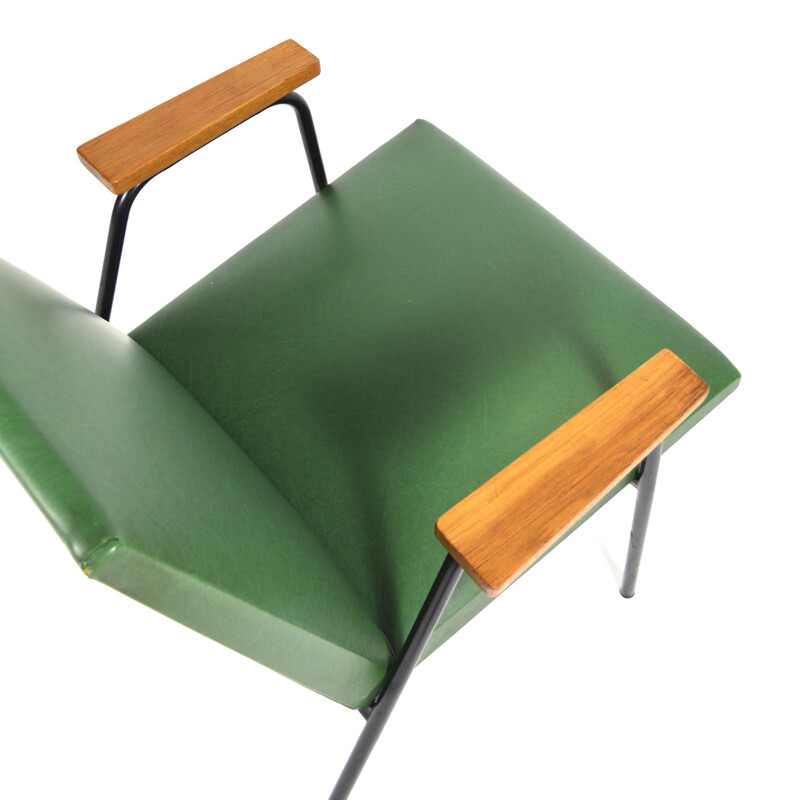 Vintage green armchair by Pierre Guariche