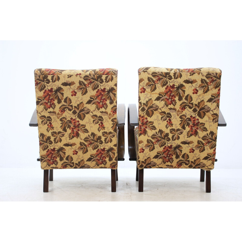 Paire de fauteuils vintage en tissu par Jindřich Halabala