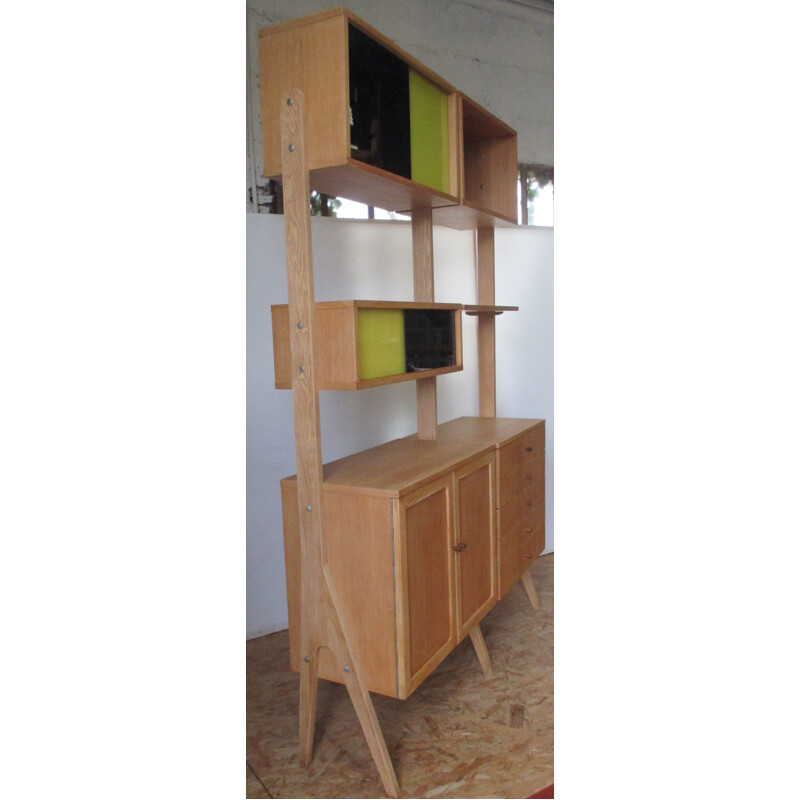 Danish modular shelving system in oak