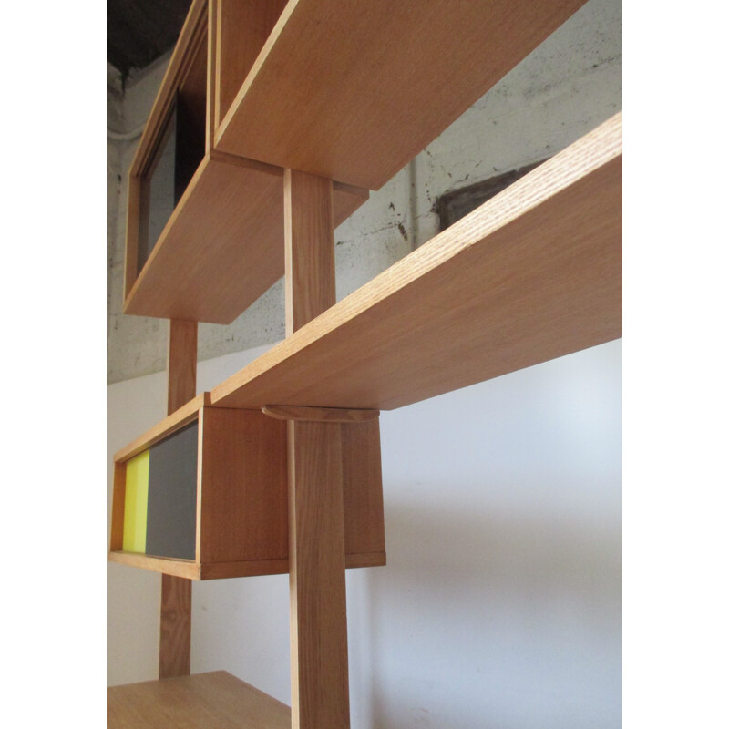 Danish modular shelving system in oak