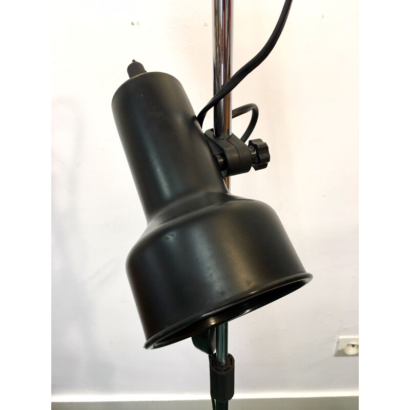 Lampadaire vintage noir en acier et plastique