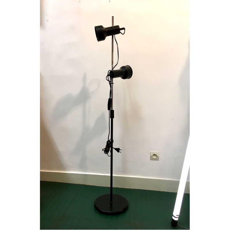 Vintage black floor lamp in steel and plastic