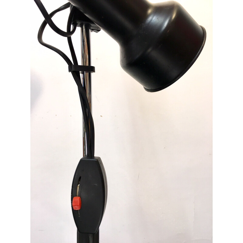 Vintage black floor lamp in steel and plastic