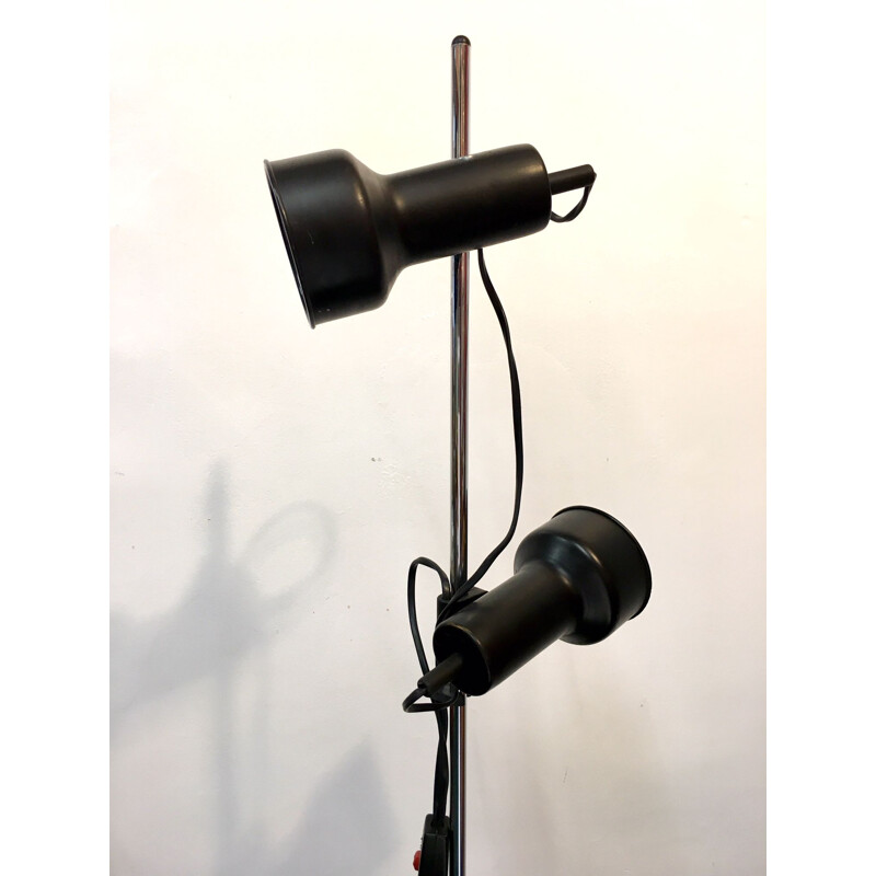 Vintage black floor lamp in steel and plastic