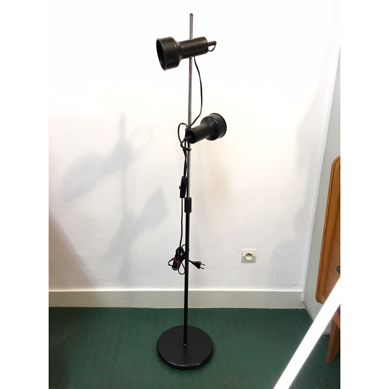 Vintage black floor lamp in steel and plastic