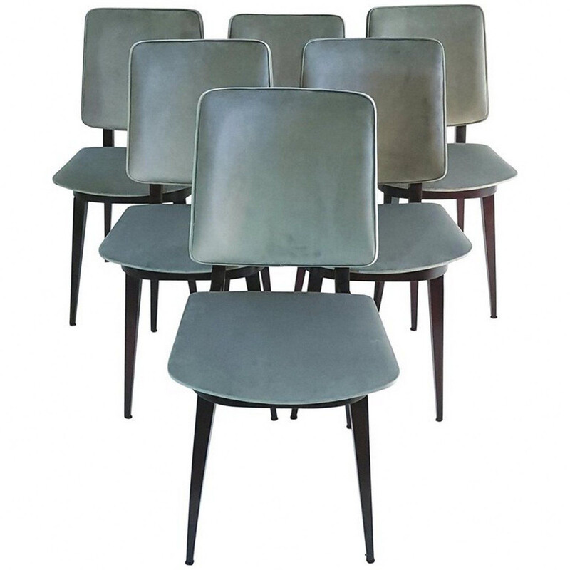 Suite de 6 chaises italiennes vintage en hêtre