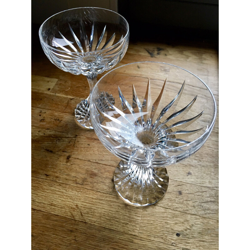 Pair of vintage cups of champagne in crystal