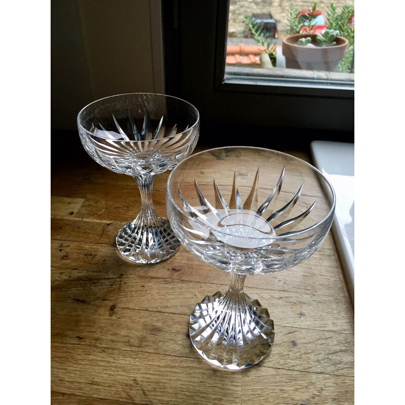 Pair of vintage cups of champagne in crystal