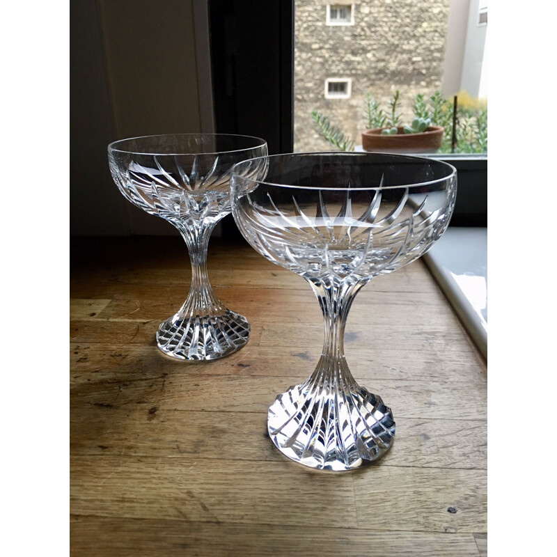 Pair of vintage cups of champagne in crystal