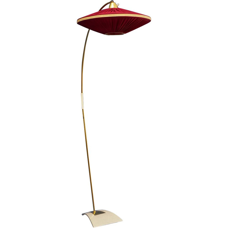 Vintage red floor lamp "arc" in brass