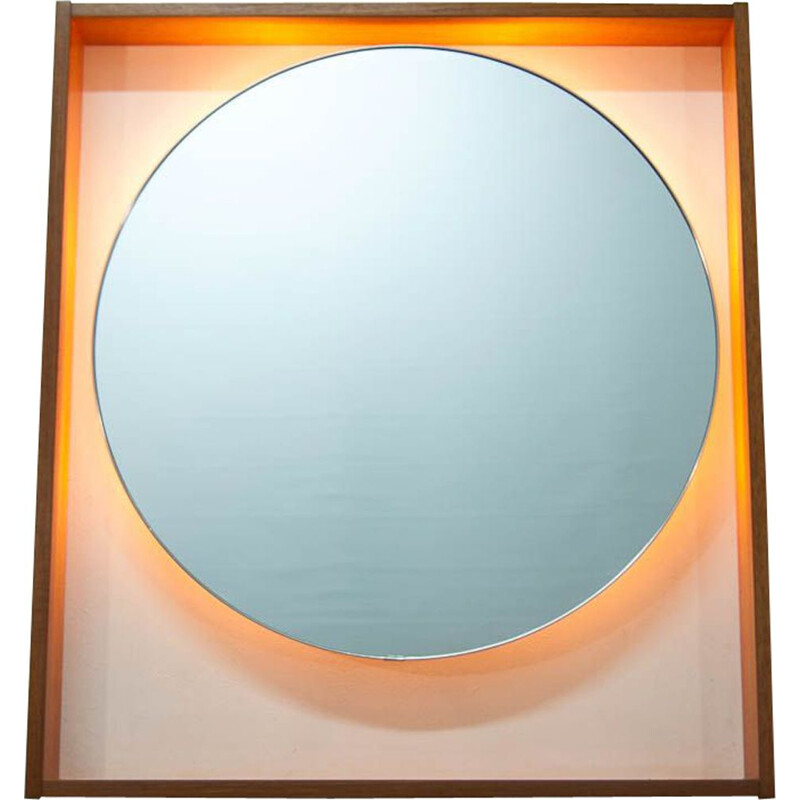 Large vintage scandinavian mirror in teak 1960