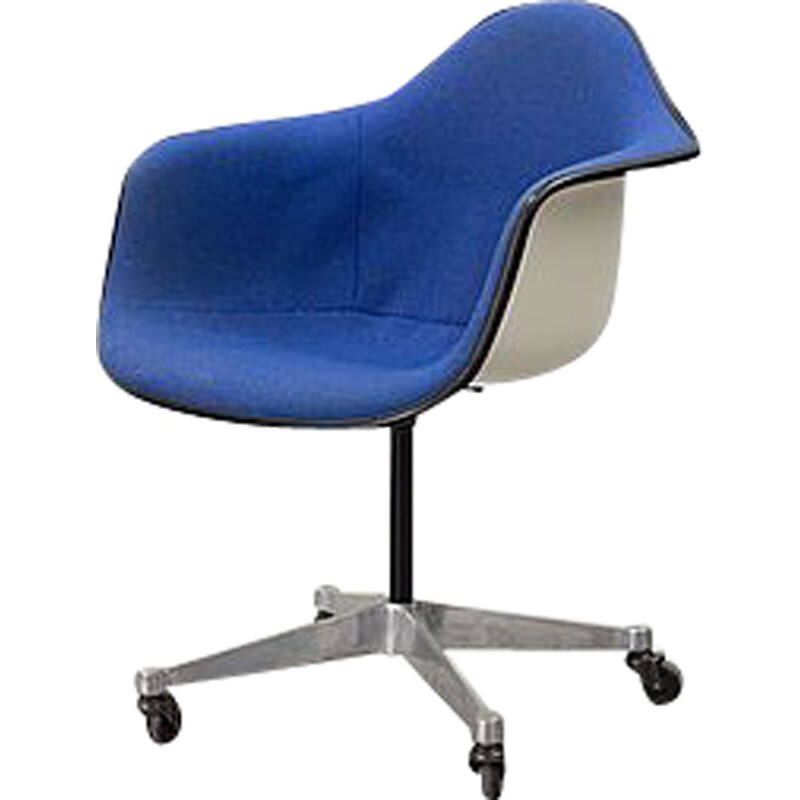 Vintage DAR armchair by Charles and Ray Eames in blue fabric