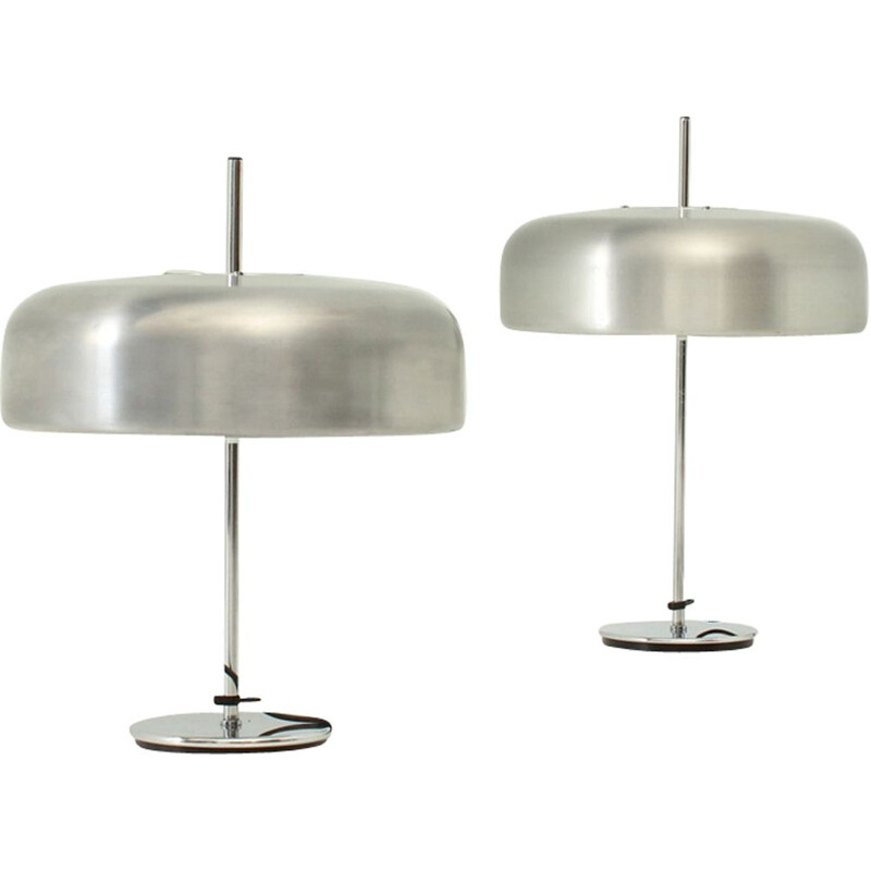 Pair of vintage table lamps Model 1374 by Staff in metal and aluminium