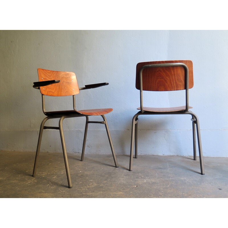 Set of 2 vintage German industrial chairs
