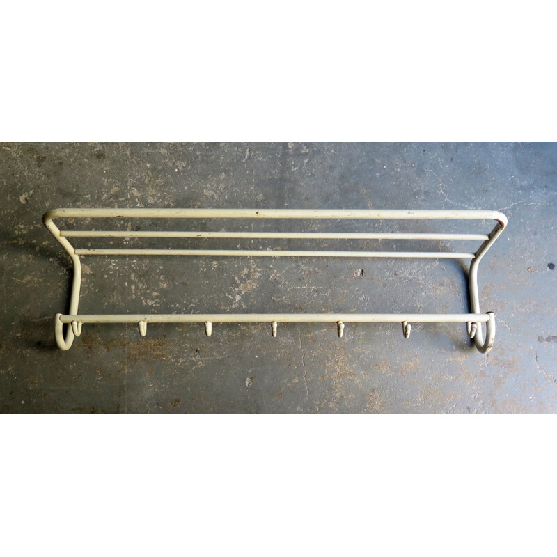 Vintage industrial coat rack in white metal