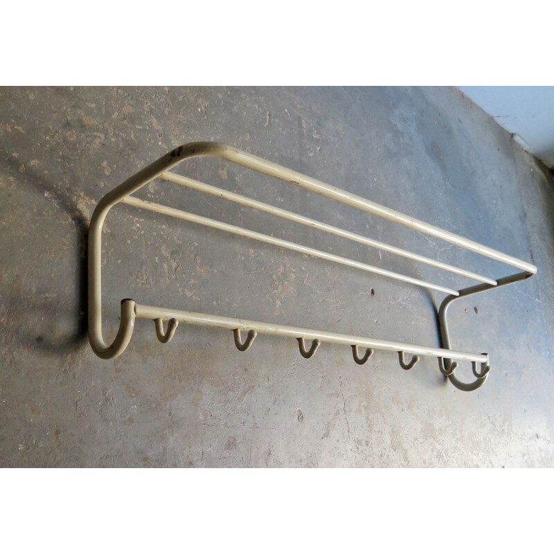 Vintage industrial coat rack in white metal