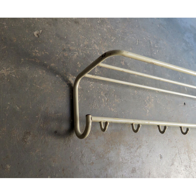 Vintage industrial coat rack in white metal