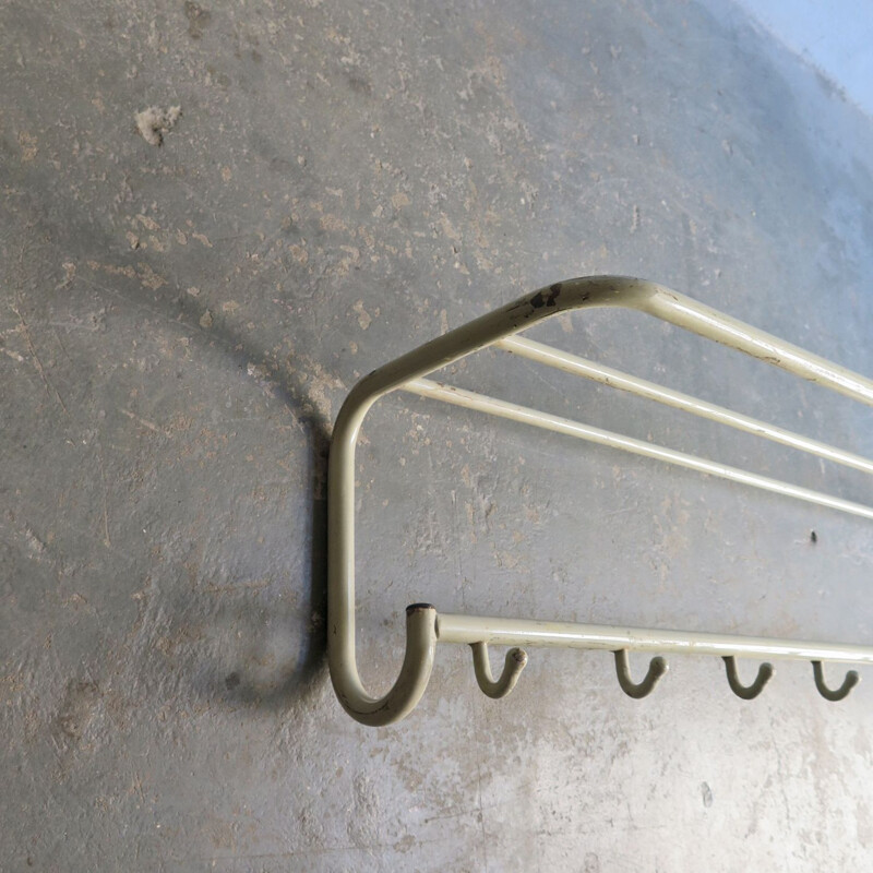 Vintage industrial coat rack in white metal