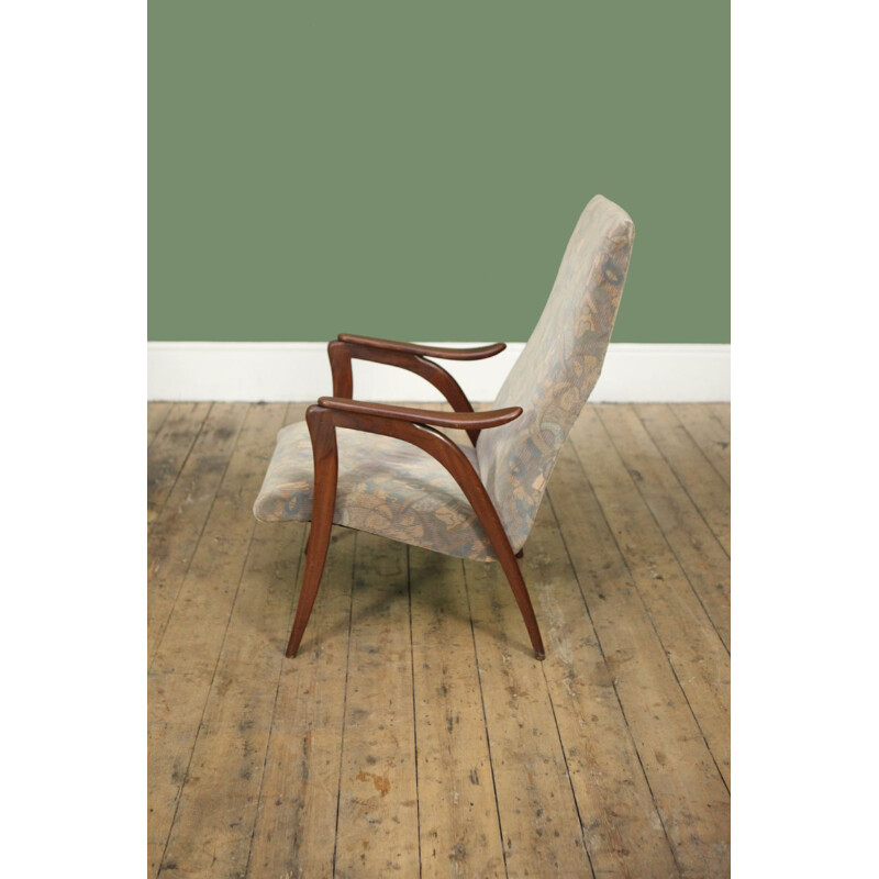 Vintage Dutch high back armchair in teak