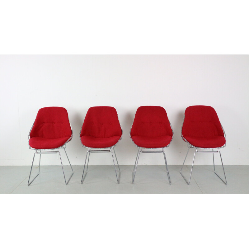 Set of 4 vintage wire chairs SM05 by Cees Braakman for Pastoe
