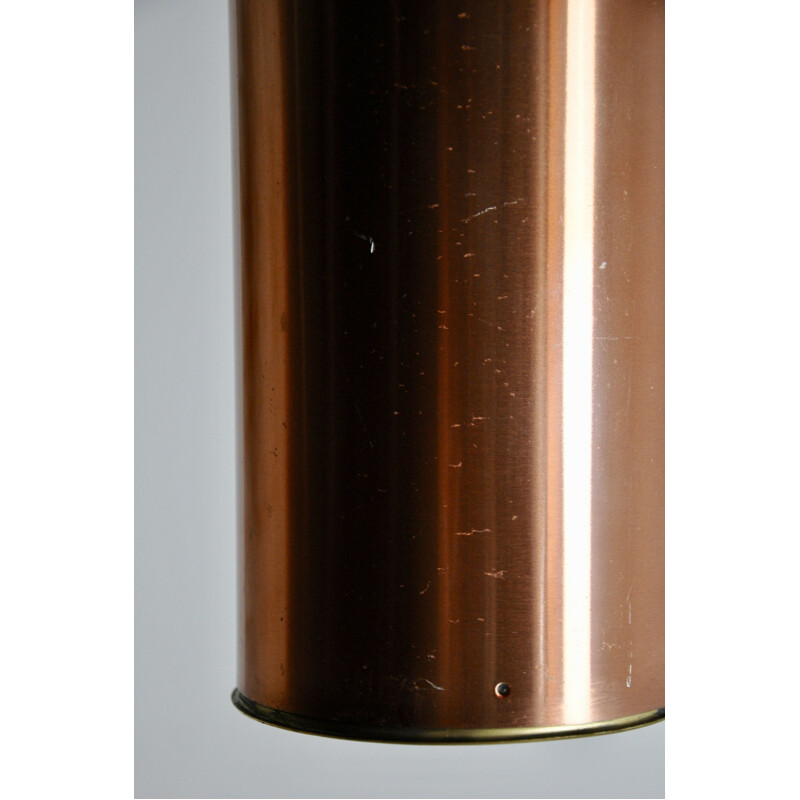 Vintage cylindrical pendant lamp in copper