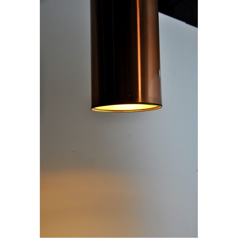 Vintage cylindrical pendant lamp in copper