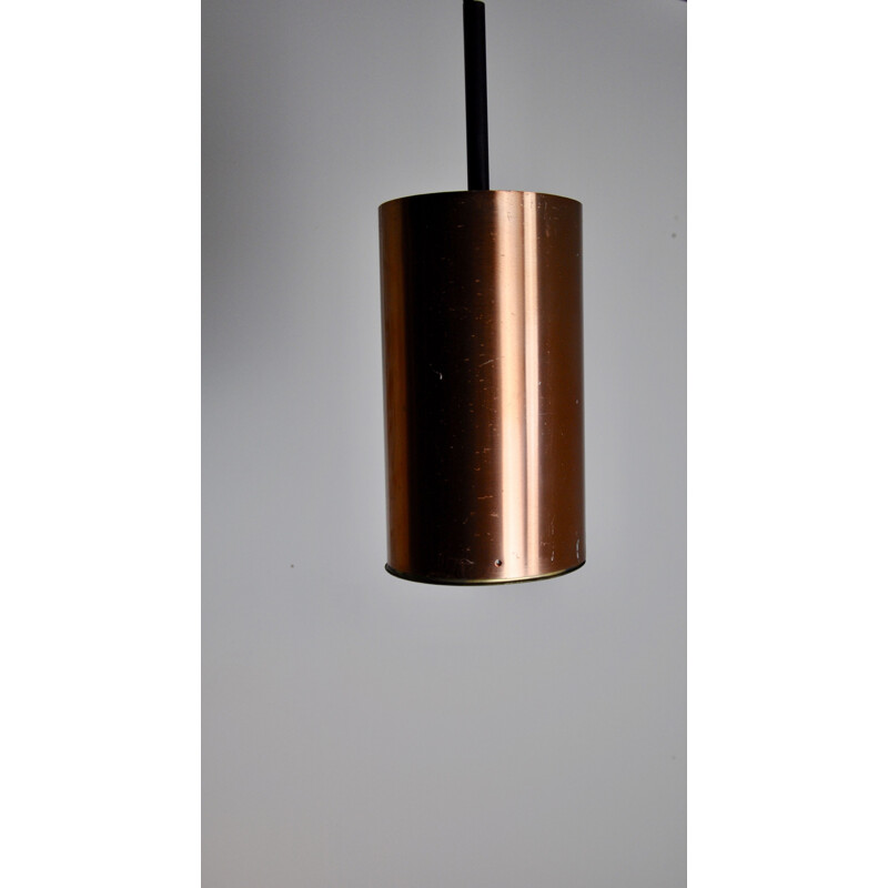 Vintage cylindrical pendant lamp in copper