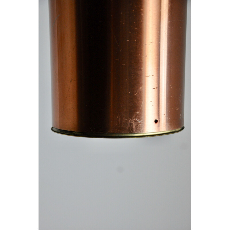 Vintage cylindrical pendant lamp in copper