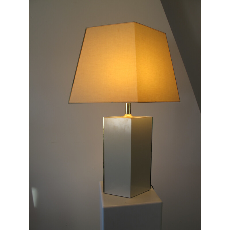Vintage-Lampe aus Messing und Stoff - 1980