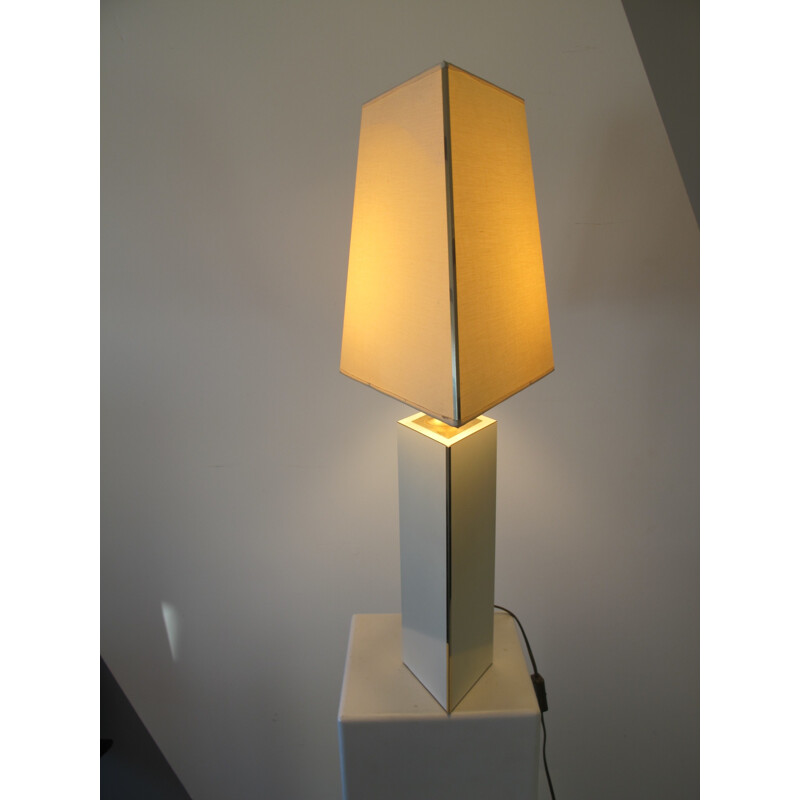 Vintage-Lampe aus Messing und Stoff - 1980
