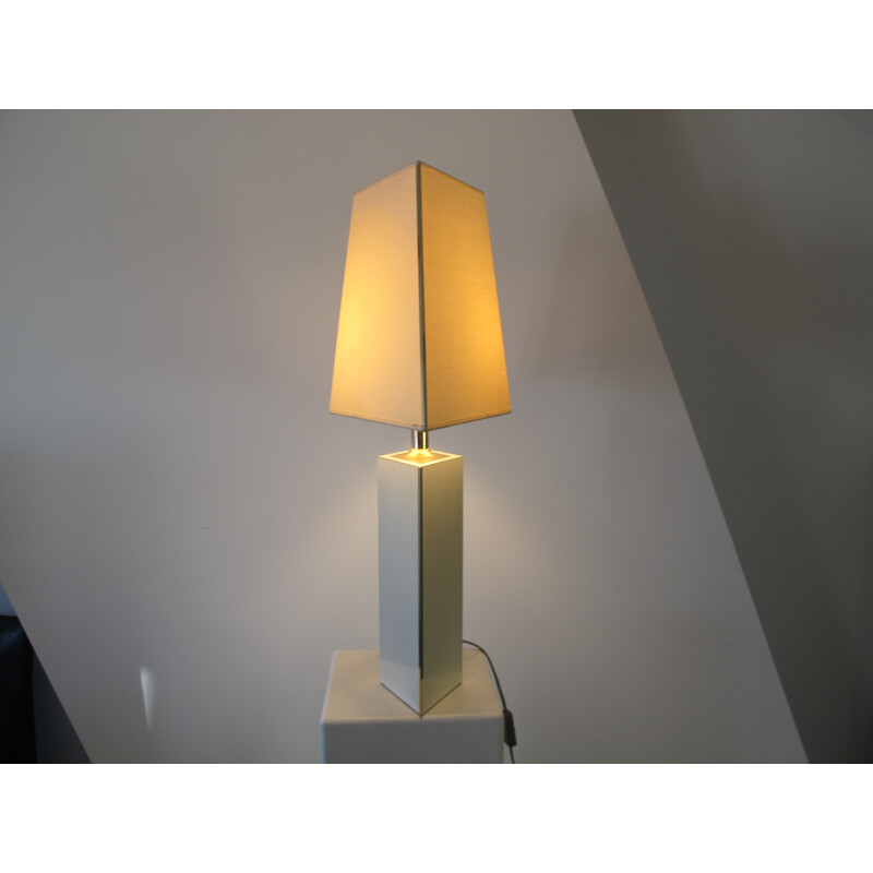 Lampe vintage en laiton et tissu - 1980