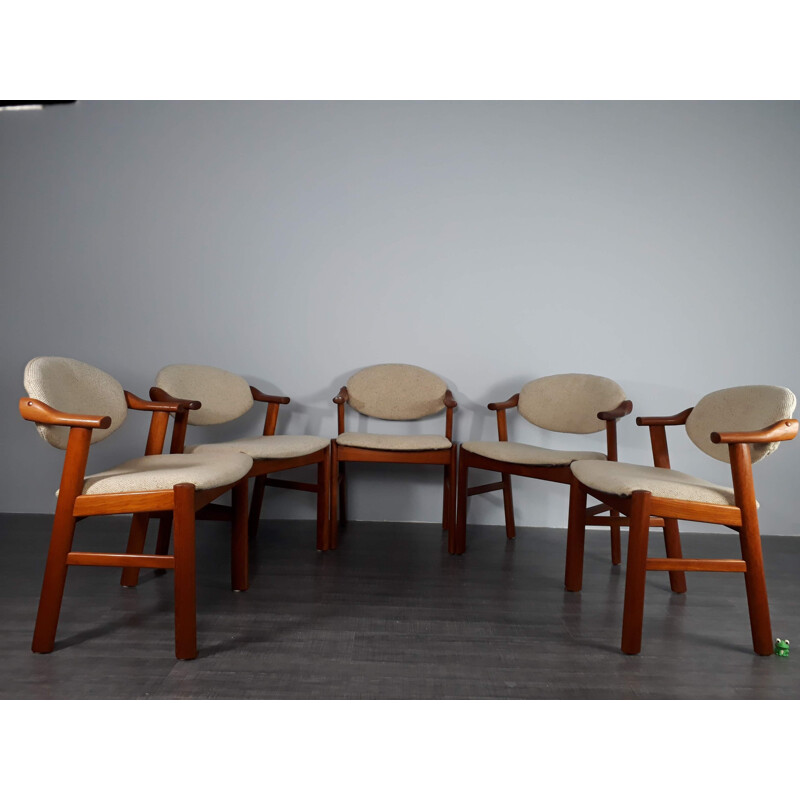 Set of 5 vintage Danish armchairs in teak 1960s