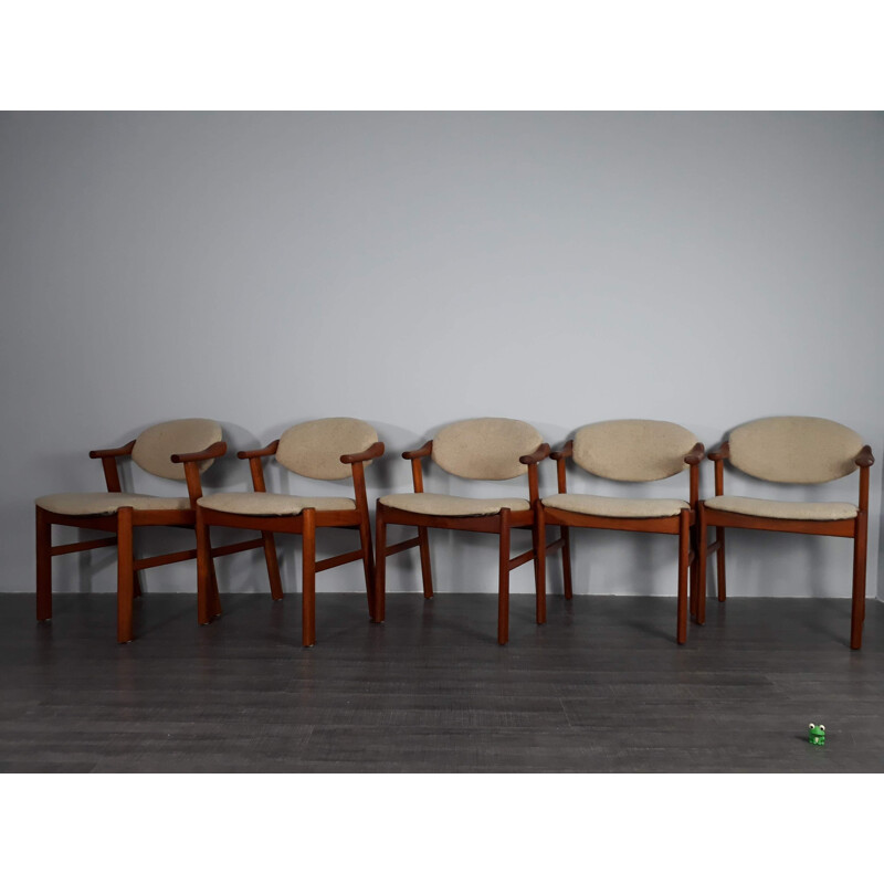 Set of 5 vintage Danish armchairs in teak 1960s