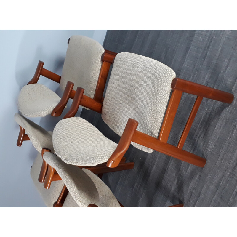 Set of 5 vintage Danish armchairs in teak 1960s