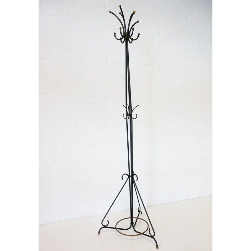 Vintage french coat rack in black iron 1950