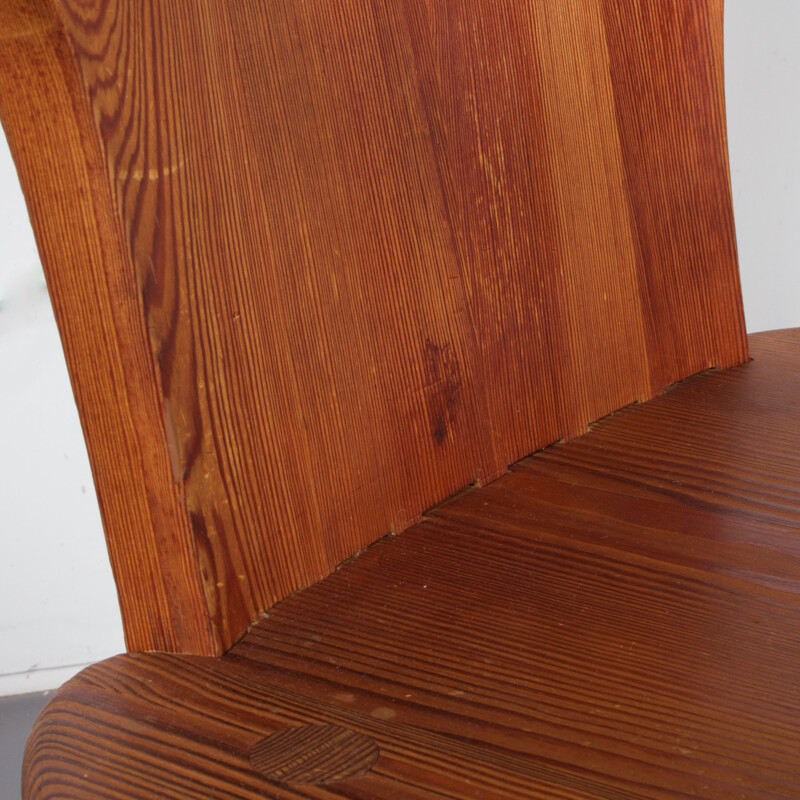 Vintage hand-crafted solid pine chair by Bo Fjaestad 1930s