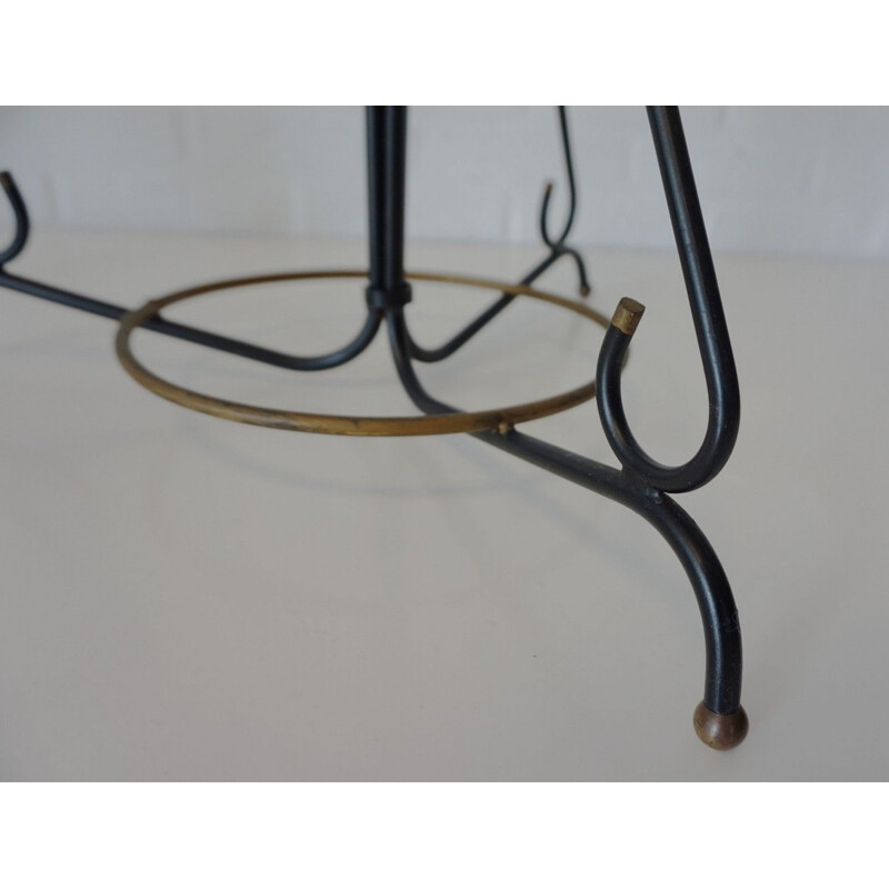 Vintage french coat rack in black iron 1950