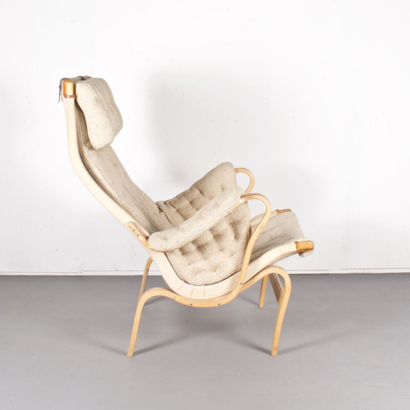 Vintage Pernilla beige armchair for Dux in beechwood and fabric 1960s
