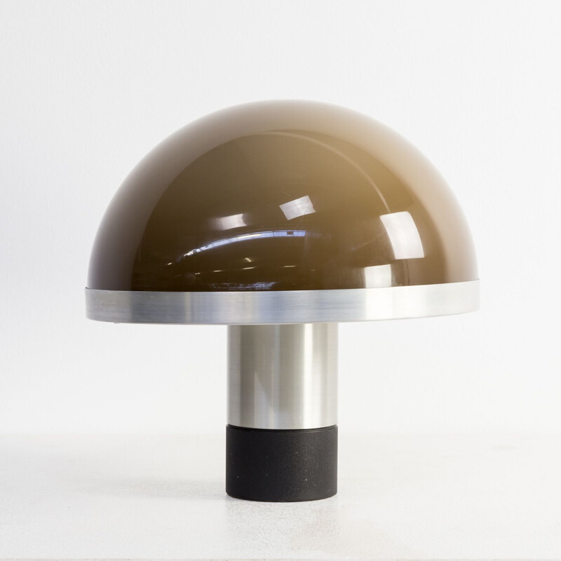 Vintage mushroom table lamp with aluminium base 1970