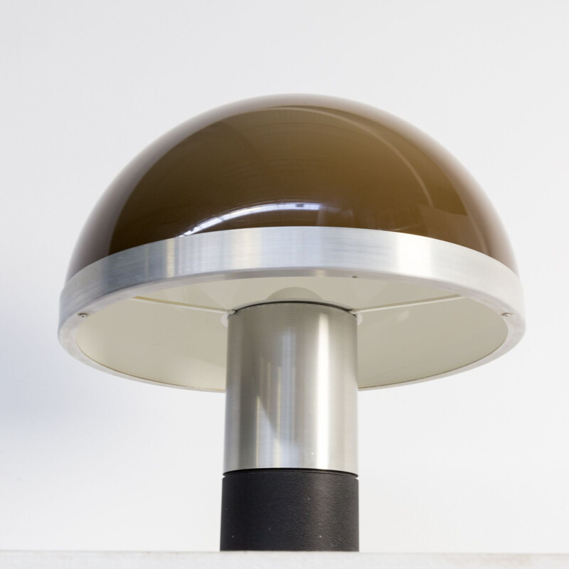 Vintage mushroom table lamp with aluminium base 1970
