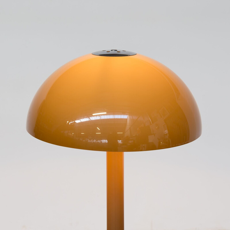 Vintage brown metal lacquered mushroom floorlamp 1970